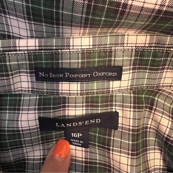 Beautiful Land’s End Collared Button Down Oxford Check Shirt, Size 16, like new - Picture 3 of 5